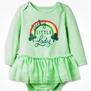St Patrick's Day Lucky Little Lady Bodysuit + Matching Shamrock Bow 3-6 months